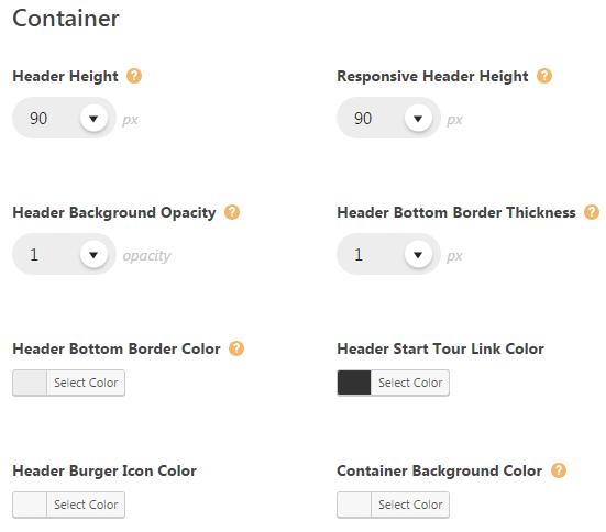 Header styling theme options - style settings
