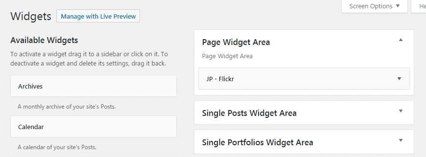 Flickr widget - widget area