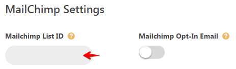 Configuring toolbar - Mailchimp list ID