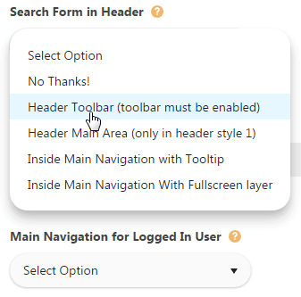 Configuring toolbar - Search form in header
