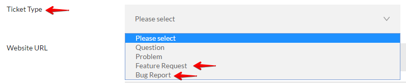 Filling a feature or bug report - ticket type