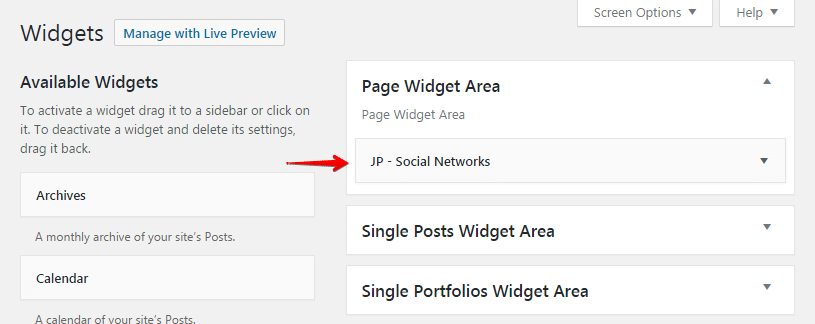 social networks - widget page