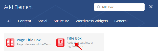 Title Box Shortcode - add element