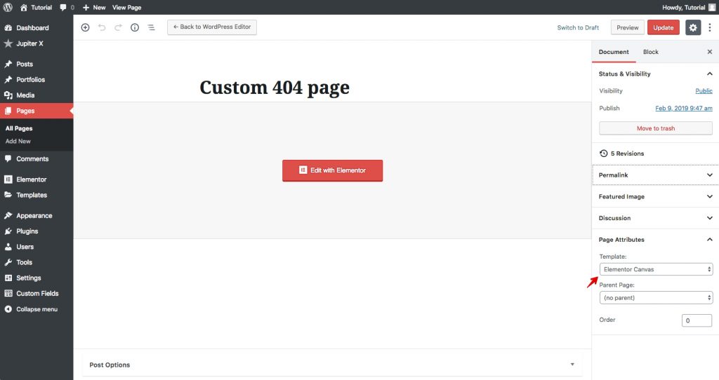 how to create custom 404 pages with Jupiter X 5