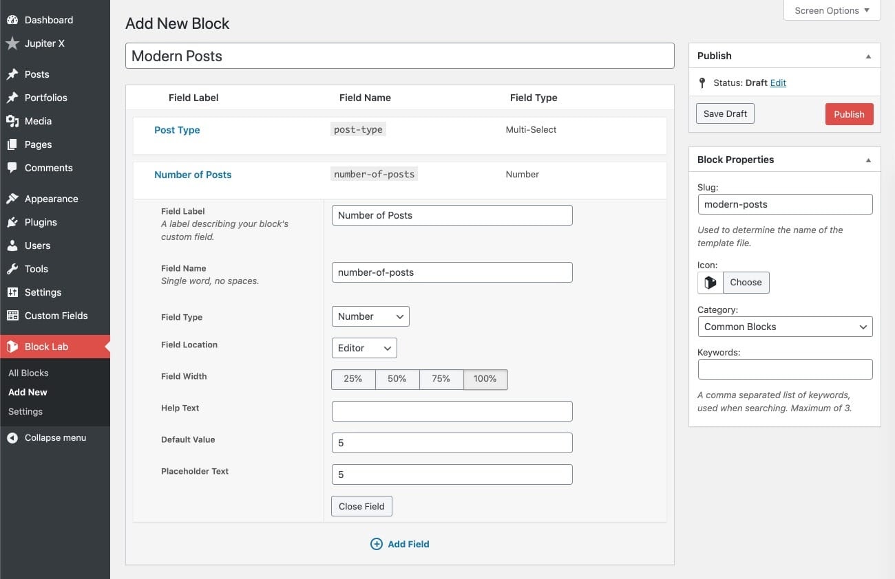custom Gutenberg block with Block Lab
