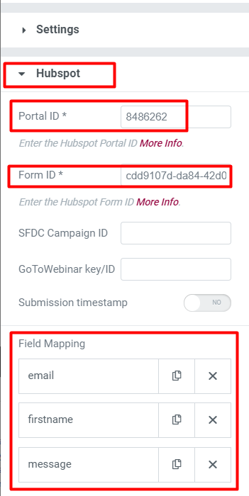 Use HubSpot with Jupiter X - action settings