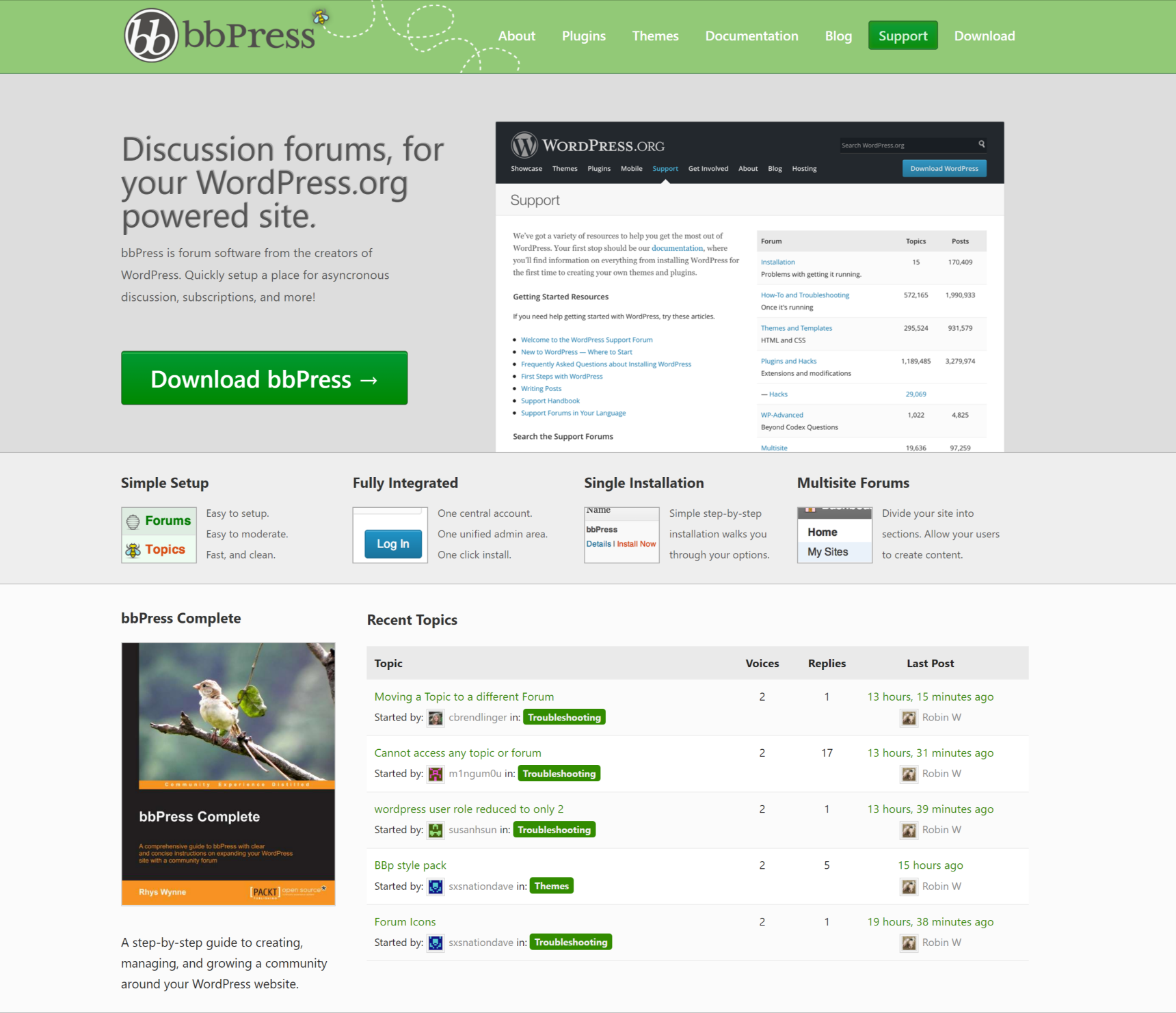 Wordpress support desk plugins - bbPress