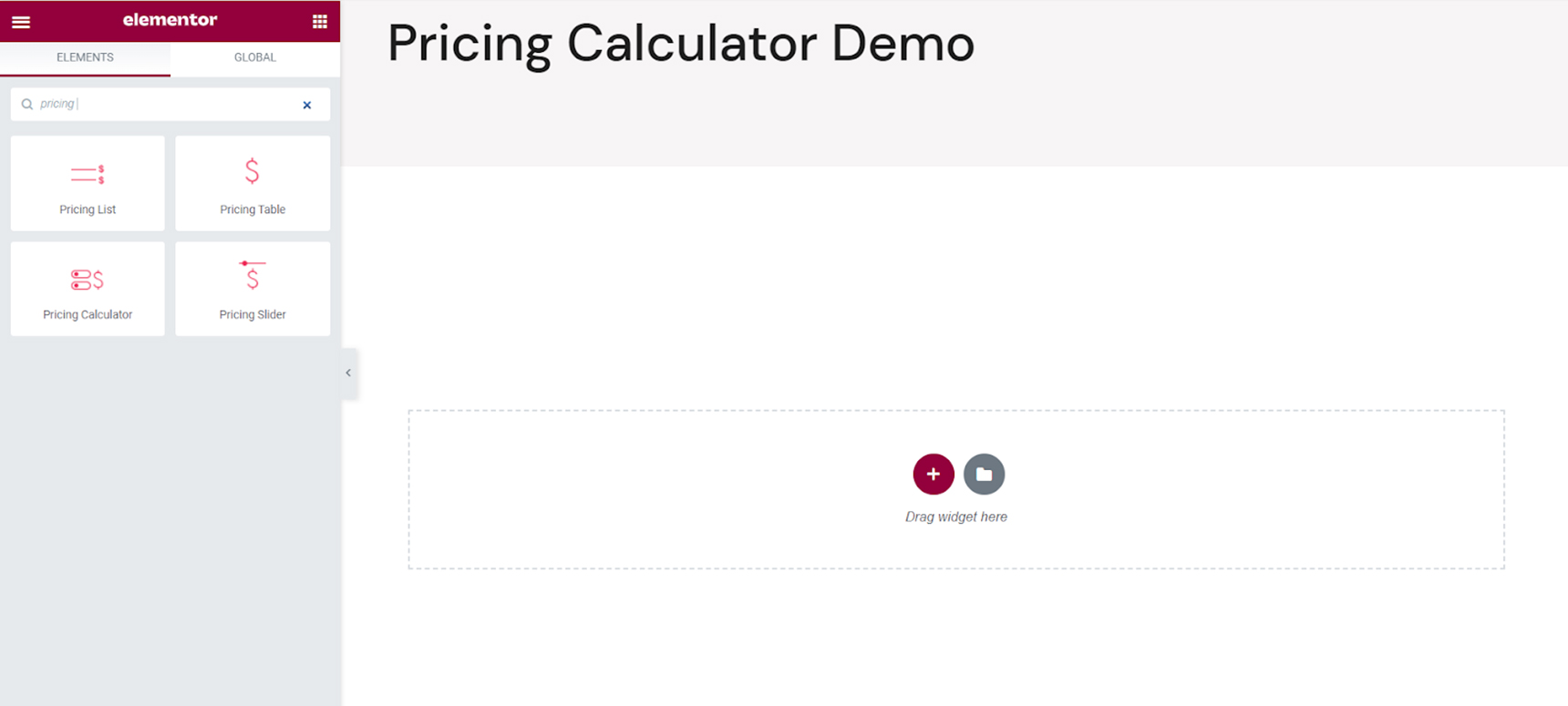 pricing calculator in WordPress - pricing calculator demo