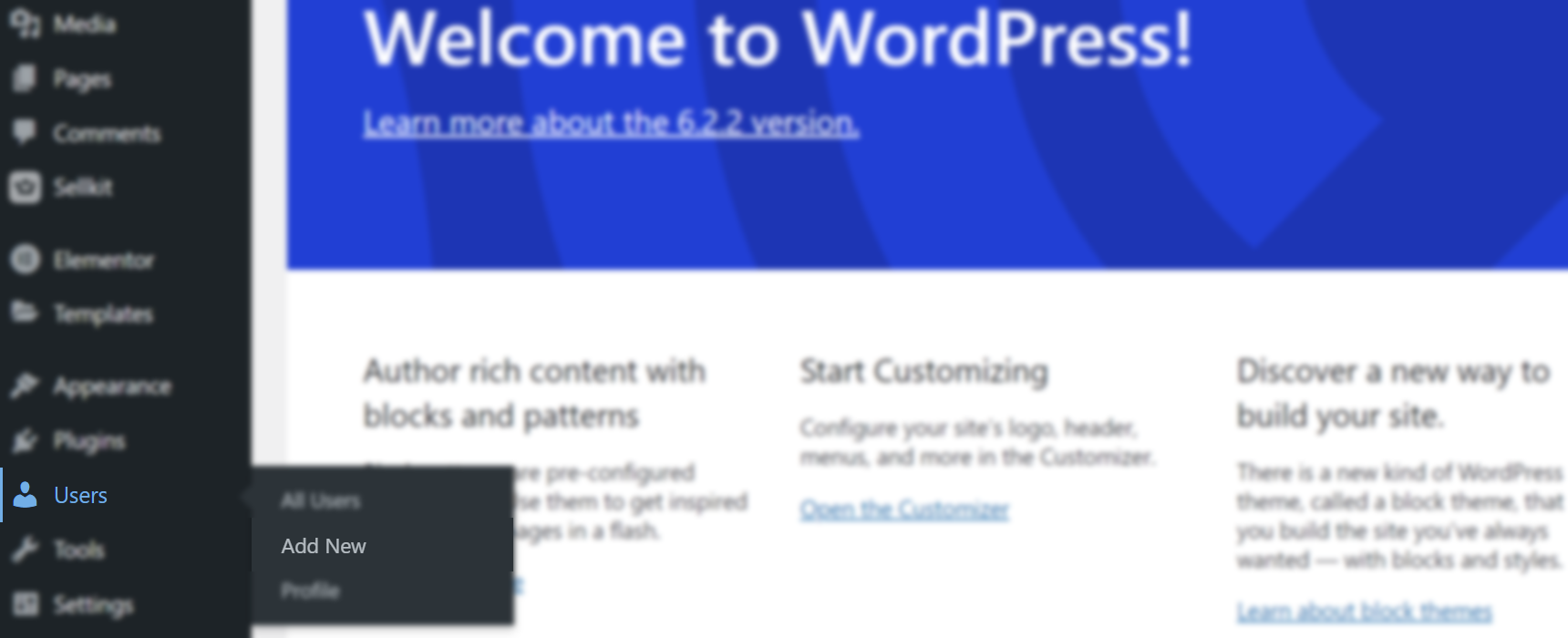 WordPress dashboard - Add new user
